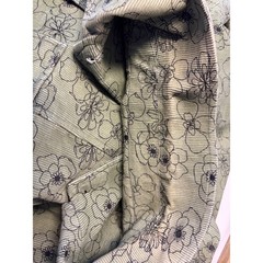Denim & Co Sage Green Floral Corduroy Barn Jacket Medium Button Front