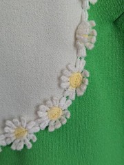 Vintage 1960s Union Made Mod Mini Shift Dress Maternity RARE Green Daisy Trim XS