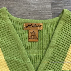 Vintage 90s Color Block Tank Top S Yellow Green Pink Lime Colorful Retro Milano