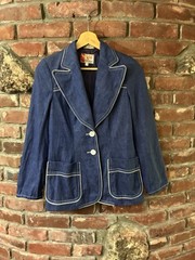 Vintage 70s 80s Elli Europecraft Denim Blazer Woman’s 7/8 (14.5×25)