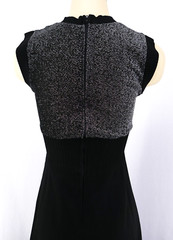 ViNTAGE 70s ATOMiC SiLVER METALLiC LUREX HiGH WAiST BLACK MAXi DRESS & JACKET S