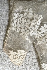 VTG 50s 60s Floral Lace Wedding Dress 34″ Bust 4 6 Full Skirt Off the Shoulder