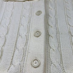 Vintage Sears Ivory Cable-Knit Chunky Fisherman Cardigan Sweater High Neck Sz 42