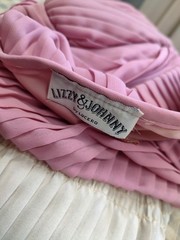 80s Vintage Dress Lizzy & Johnny Lucero Crystal Pleat Drop Waist Pink White 5/6