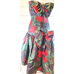 Morton Miles Design 80’s Vintage Floral Rose Print Party Cocktail Prom Dress