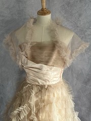 Vintage 1950’s Tulle Layered Cupcake Formal Full Length Dress Peach Beige Sz S