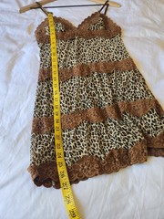 Vtg Rampage Y2k The Brigitti Leopard Print Lace Slip Mini Dress Medium Coquette