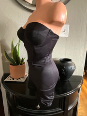 Vtg. Miraclesuit Black Strapless Girdle Corset All in One Girdle Open Gusset 36C