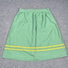 Vintage Sears Roebuck Green A-Line Skirt Floral Trim Made in USA Size 14 70s
