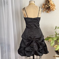 Vintage 80s Black Liquid Satin Mini Dress With Ruching Small Extra Small – ,