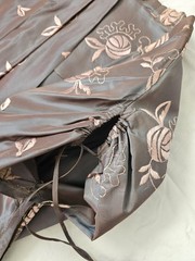 Vtg 1940-50s Sharkskin Iridescent Silk Dress Floral Embroidery Fit Flare W30