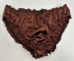 Glossy Butter Second Skin Satin Bikini Panties Sissy Wet Look Silky Ruffles M/L