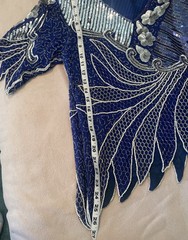 Vintage Maharaj silver, blue, white beaded skirt/top set by Cotton Candy size M