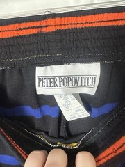 80s Neon Striped Black Peter Popovitch Retro Ankle Skirt Elastic Waist USA