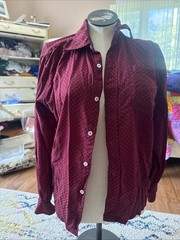 Vintage 60s Red Shirt Button Up Scotland Wool Cotton Viyella Flannel M