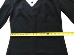Vintage Handmade Black Wiggle Dress Faux Leather Bib Faux Collar S M