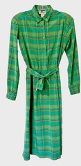 Vintage 1960 Lanz Originals Dress Green Plaid Belted Women’s Medium Button Front