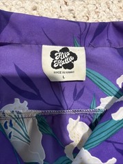 Women’s Hilo Hattie Floral Purple Hawaiian Aloha Shirt, L Large Vintage