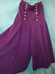 Vtg 80s 90s Mondi Purple Gabardine Gab Sailor Wide Pleated Flair Culotte Pants S