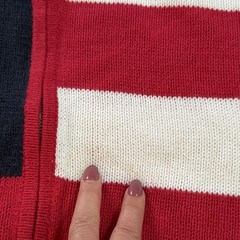 The Quacker Factory Patriotic Flag Hooded Sweater 3X Red White Blue Ramie Cotton