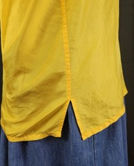 Vintage Bonjour Yellow Oversized Silk Blouse w Button Down & Flap Pockets Size M