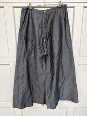 Antique 1900s Edwardian Victorian Black Cotton Work Chore Maxi Skirt Uniform