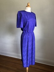 BEAUTIFUL VTG STUART ALAN Purple Silky Midi Office Dress SZ 10