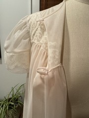 Vtg 60s Henson Kickernick Peachy Pink Sheer Chiffon Lace Peignoir Accent Robe S