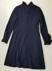 Women Nancy Greer Navy Blue Vintage Collar White Trim Long Sleeve Dress Medium