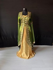 Traditional Green Bindallı,Turkish Women’s Costume, Ottoman Model Kaftan, Henna