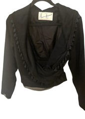 Vintage Black Bolero Jacket Mariana Hardwick 1990s Tassels Shawl Collar Small