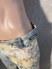 Vtg 1990s Tark’1 Women’s Pants Denim S/M 30in Waist Floral Print Flare Bareback