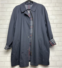 BURBERRYS London Vintage Nova Check Blue Trench Coat Size 16L VTG ***Flaws***