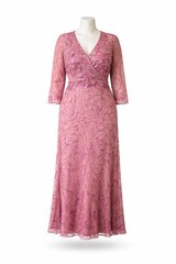VTG Mode O Day Singapore Beaded Sequin Maxi Dress Flapper Gatsby Pink Measure L