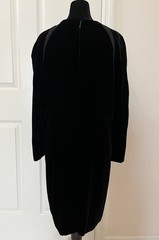 Vintage GENNY Black Velvet Long Sleeve Dress, Italian Size 46, Signed