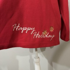 Vintage Ugly Christmas Shirt / White Stage / X-Large / Bows Stockings Embroidery