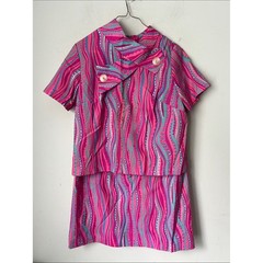 Vintage 60s Carol Brent Mod Skirt Set Pink