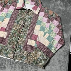 VTG 80s RARE Patchwork Quilt Handmade Harrington Jacket One Size Fits Most
