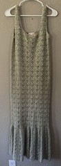 Vintage JM Pink Hand Crochet dress fully lined Classic Chic Stretchy Small Beige
