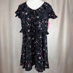 NWT XHILARATION Womens (XXL) 40s Style Peplum Dress Black Lightweight Whimsigoth