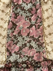 Vintage 70s/80s Floral Striped Tiered Prairie Cottage Midi Skirt
