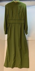 Vintage Handmade Maxi Dress 34″ Bust Green 1970s Column Style Long Sleeve