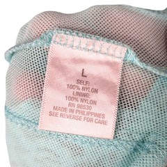 Vintage Dressbarn Y2K Pastel Blue Floral Nylon Mesh Tunic Top L Rhinestone Lace