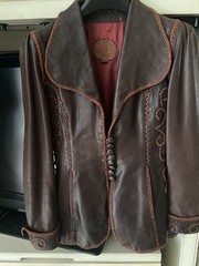 Vintage North beach Leather Co. Brown Whipstitch Blazer Jacket 5/6 RARE
