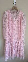 Vintage Dress Lace Drop Waist 1980s 1990s Womens Size 16 18 Bow