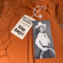 NOS Vtg Urban Cowgirl Rose Shirt Womens Western Rockabilly 70s Burnt Orange 7 8