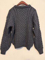 🍀 John Malloy Ireland 100% Wool Aran Fisherman Knit Sweater Womens M/L *READ