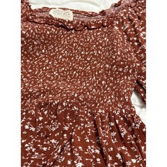 Bella Ella Boutique Smocked Peplum Blouse Rust Floral Boho Cottagecore Large