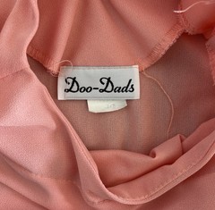 Vtg Doo-Dads Secretary Dress 7/8 Peach Semi-Sheer Elastic Waist w/Belt Cottage