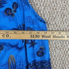 Vintage 1960s Ui-Maikai Dress Hawaiian Blue Print Sleeveless Beach Blue T330